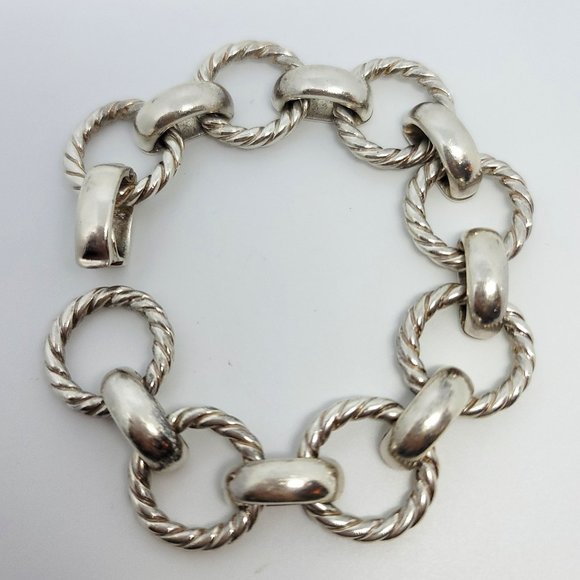 Rare/HTF Authentic Sterling Round Twisted/Rope/Cable Link Bracelet